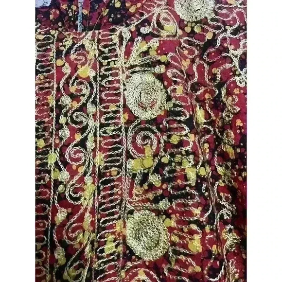 Red Blk Gold Women Kurti Kurta Ethnic Small Embroidered Tunic Dress Indian 0066 - Picture 4 of 8
